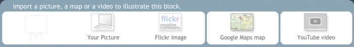 When you click on the illustration of a block, you have the choice to insert different things